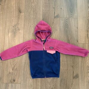 Patagonia Pink and Blue Color-Block Hoodie Sweatshirt